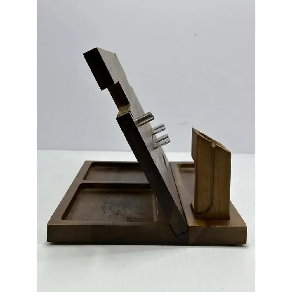 Wood Phone Docking Station Ash Key‎ Holder Wallet Stand Watch Organizer Men